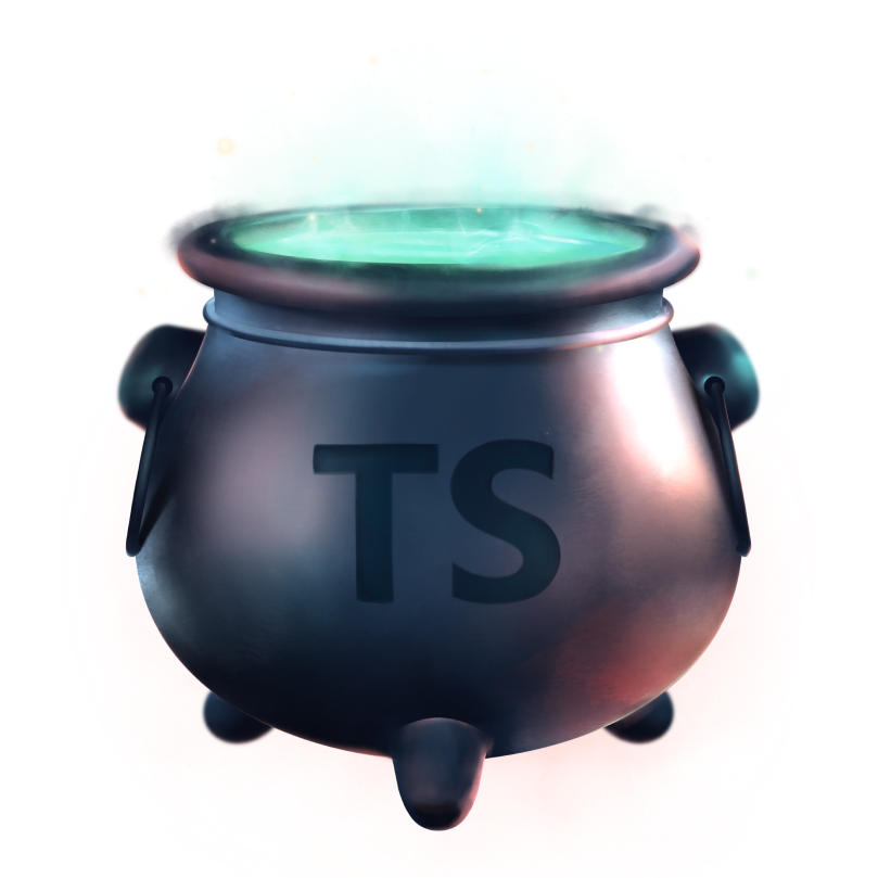 a cauldron with TS written on it